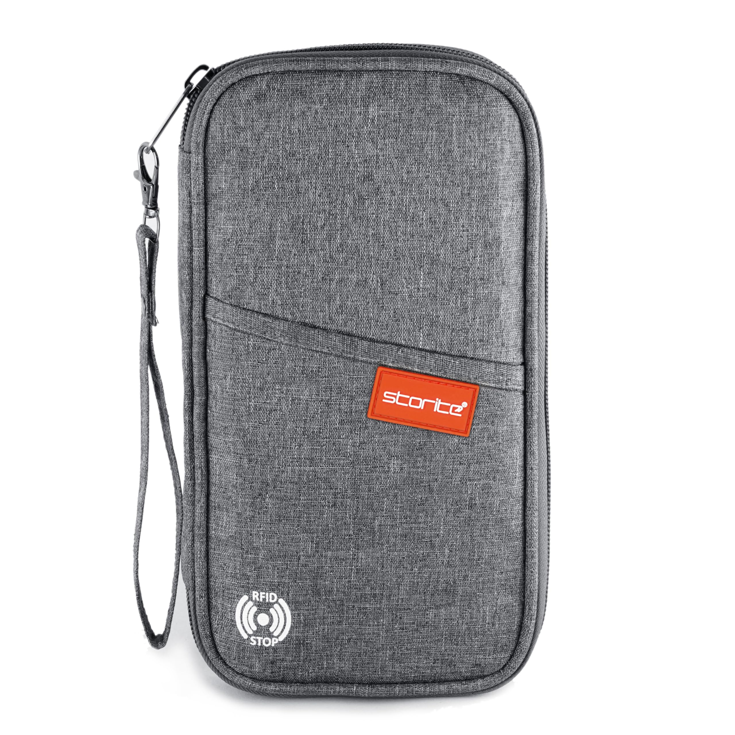 RFID Passport Holder for Family, Passport Case Protection, Water Resistant Passport Bag for Men & Women, Travel Document Organizer, Passport Cover (Grey, 13 x 3 x 23 Cm)