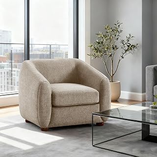 VANOMi 31" Camel Accent Chair - Plush Sherpa Reading Chair for Living Room, Bedroom, Small Spaces, Modern Comfort