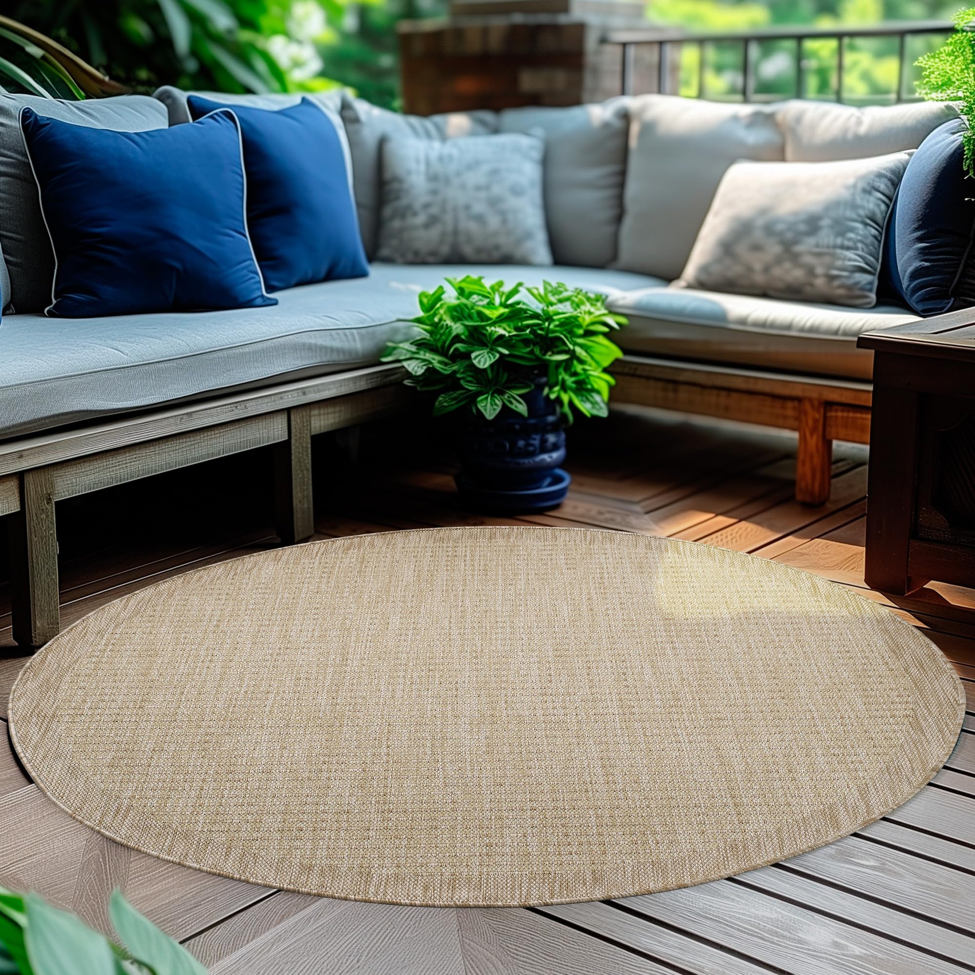 Homebyhome Outdoor-Teppich Flachgewebe Wetterfest Einfarbig Küchenteppich Balkon Terrassen Garten Wohnzimmer Teppich