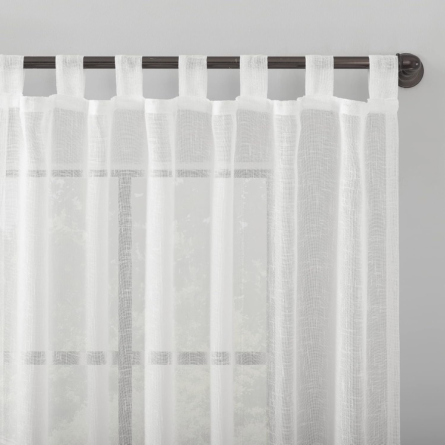 Archaeo Burlap Weave Linen Blend Tab Top Curtain, 50" x 63", White