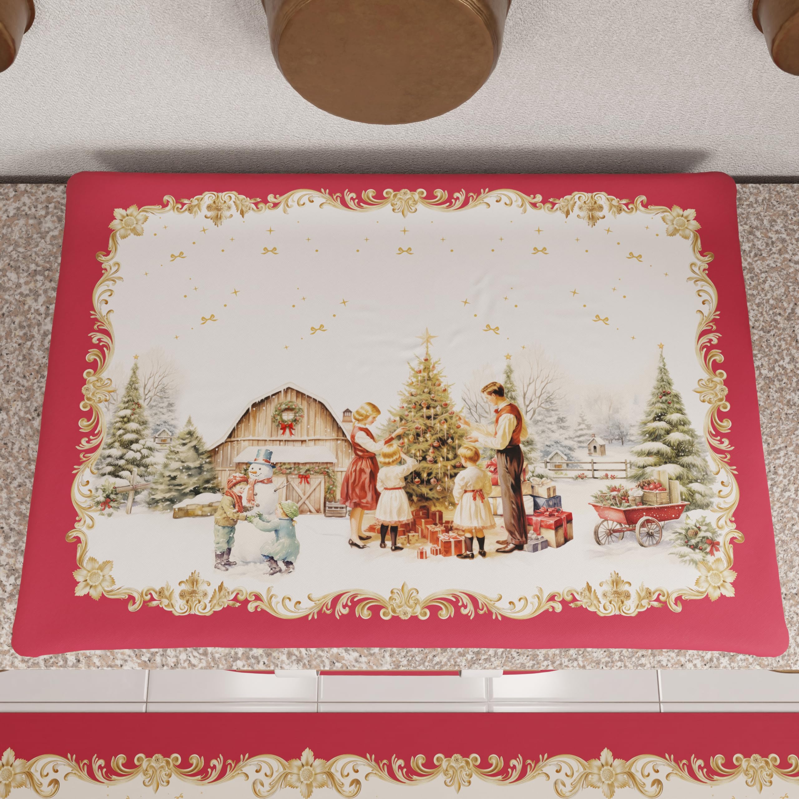 PETTI Artigiani Italiani - Christmas Hob Cover, Christmas Kitchen Hob Cover, 50x70 cm Hob Cover, Vintage Christmas Hob Covers, 100% Made in Italy