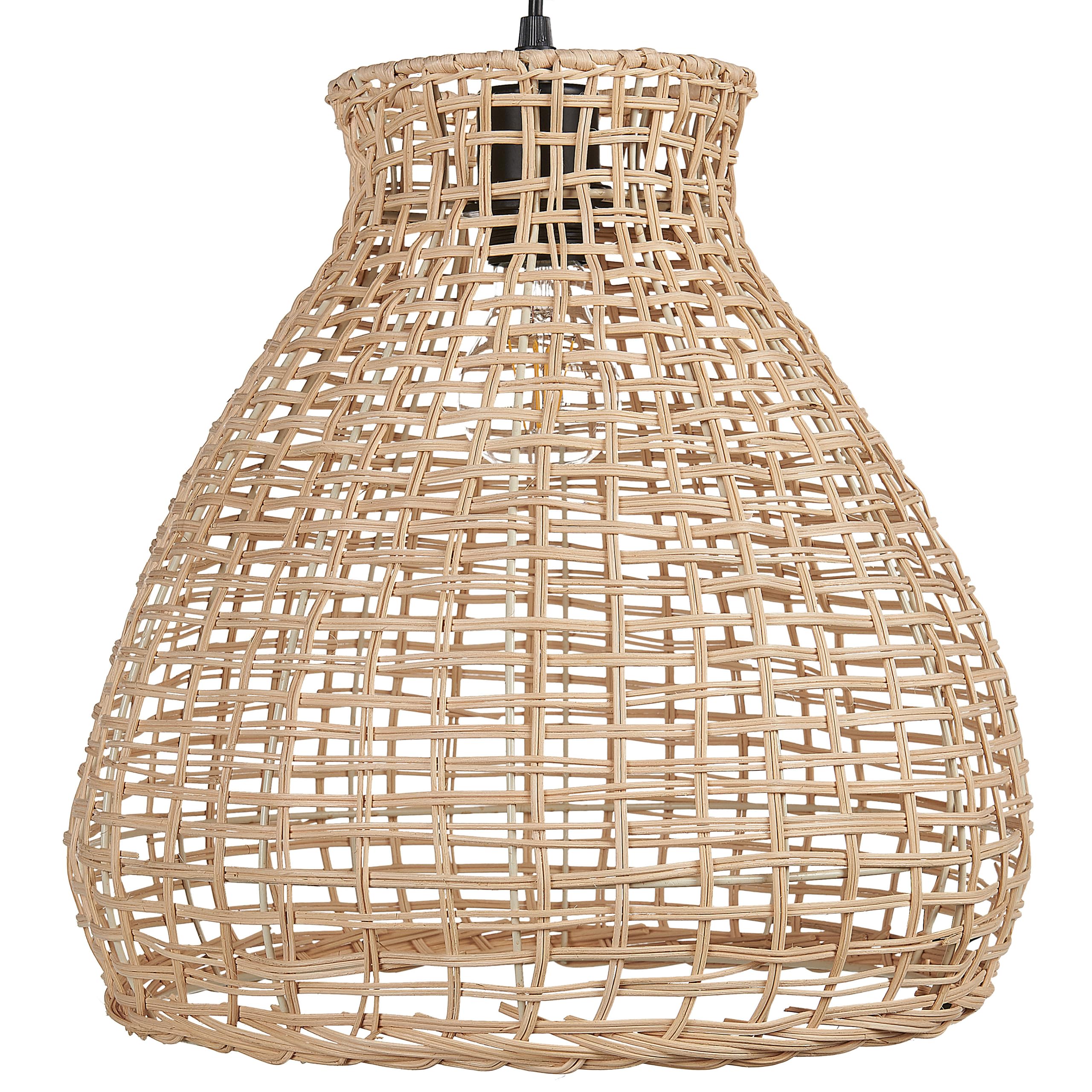 Boho Pendelleuchte mit Schirm aus Rattan Hängelampe natürlich 127 cm Sakeni