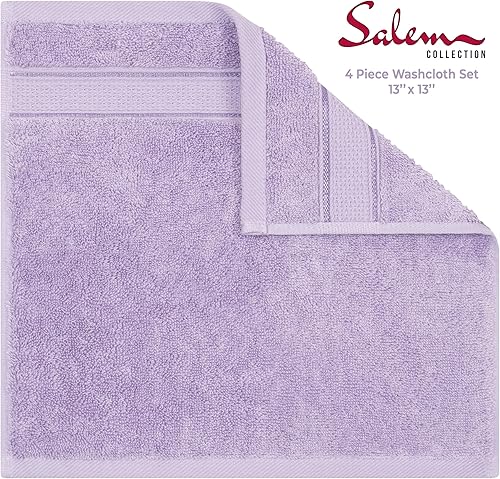 Miniatura 3 de American Soft Linen Salem - Juego de 4 paños para baño, 100% algodón turco suave torcido, 13 x 13 pulgadas, toallas de mano de alta calidad, color