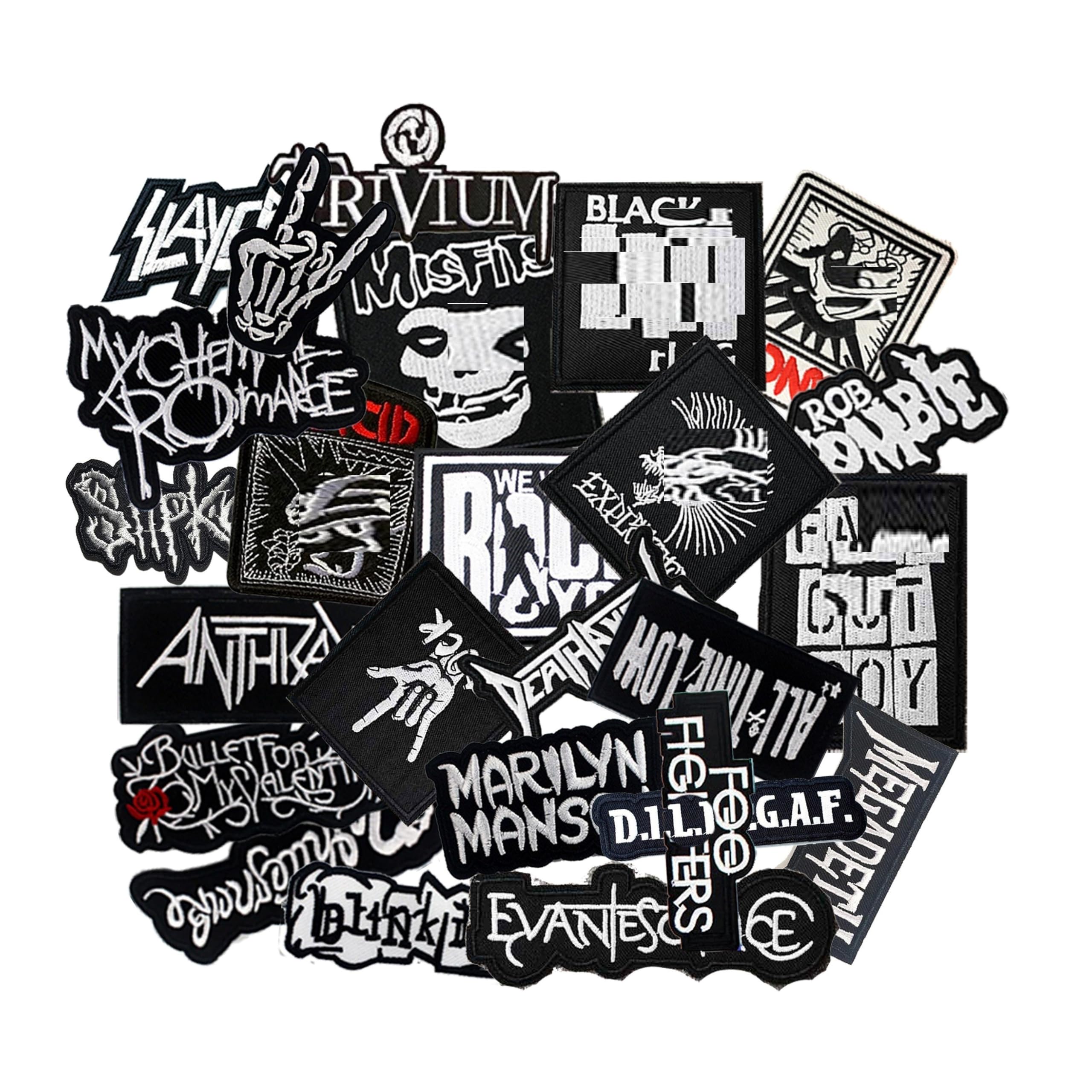 HARINI Morale Patch, 25 Pcs/Lot Embroidered Patches Ghost Horror Skull Punk Biker Assorted Styles for Backpacks Clothes Patches Rock Iron On Badge Stickers Applique Stripe (B)