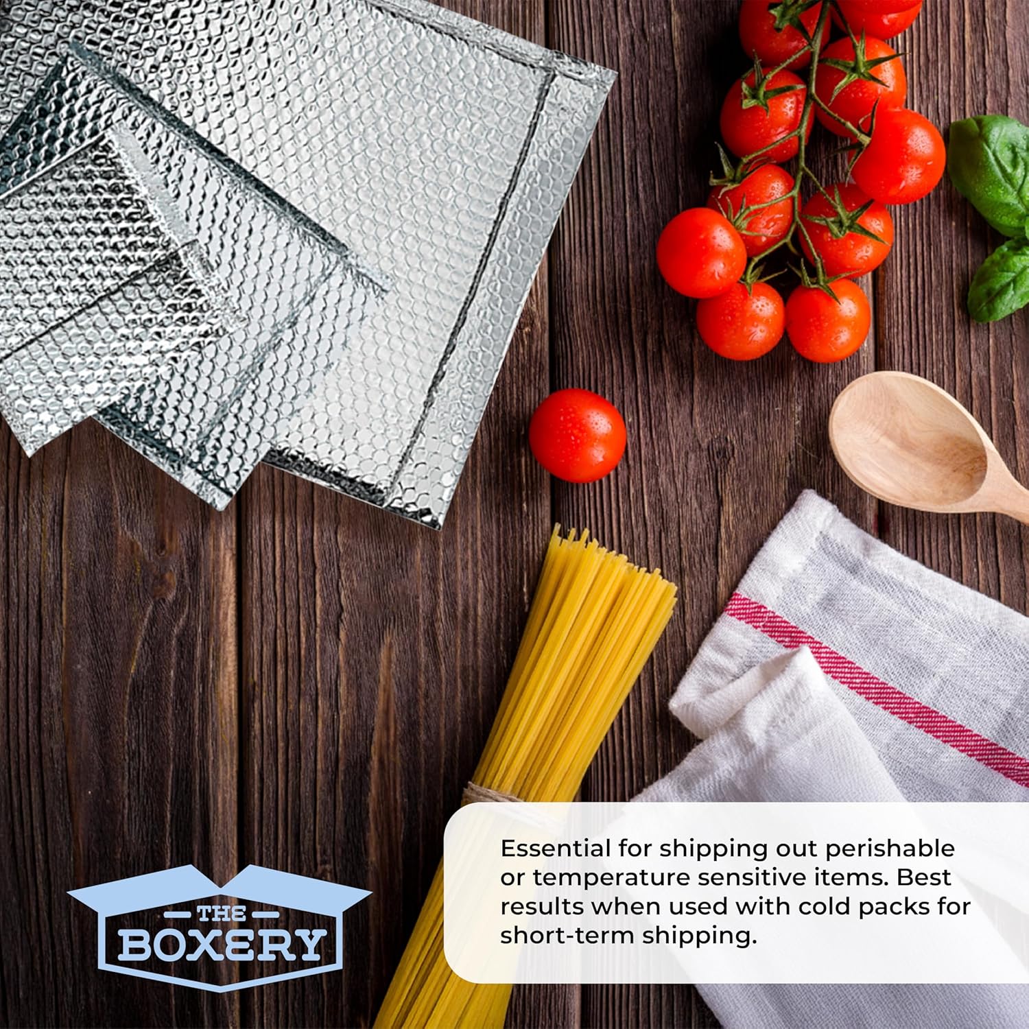 The Boxery Insulated Cool Shield Metallic Bubble Mailers, 8" x 11", 100 Pack, Peel & Seal Thermal Shipping Bags for Perishables, Temperature Sensitive Items, Lightweight Recyclable Mailers