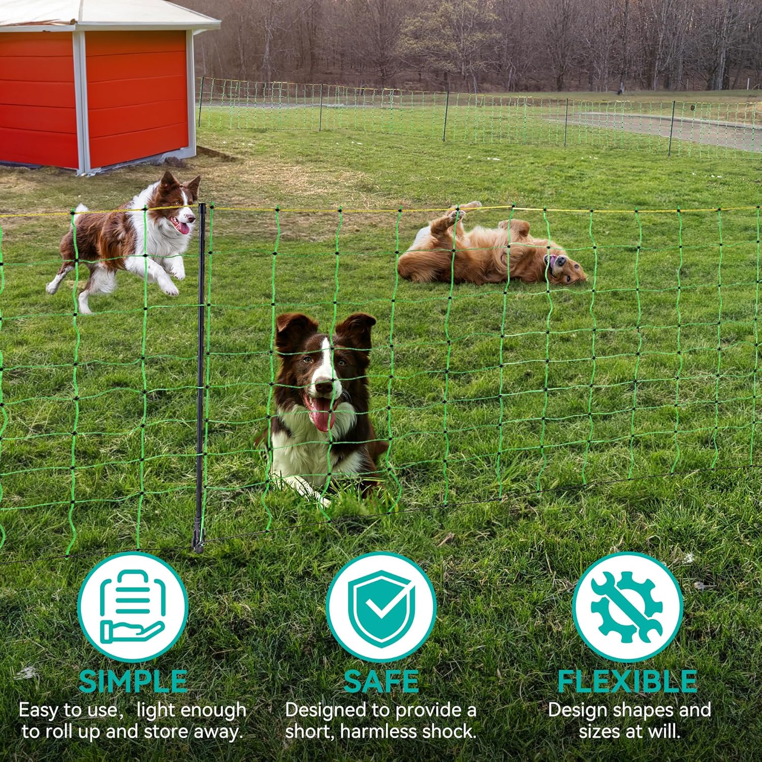Electric Fence Netting -  Portable Movable Livestock Nets Mesh for Goats, Sheep, Hogs, Dog, All-Purpose Electric Fencing for Backyards, Homesteaders, Farms Ranches, and Gardens