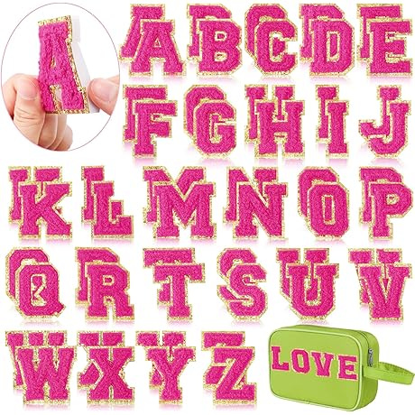WILLBOND 52 Pcs Hot Pink Iron on Letters