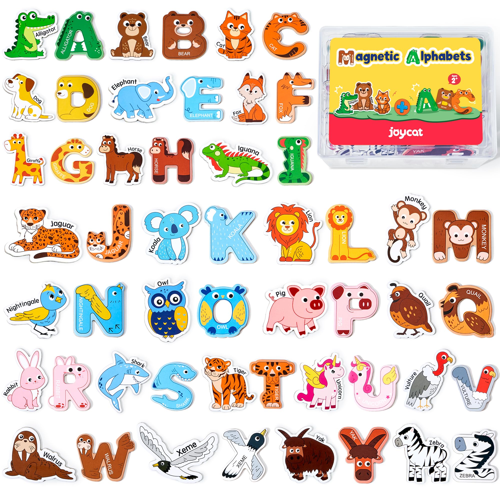 JoyCat Fridge Magnets for Toddlers, 26 Cute Animals &amp; Uppercase Letters