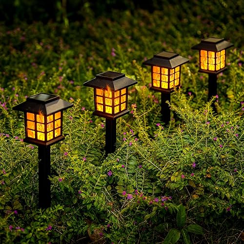 Miniatura 8 de GIGALUMI Luces solares para exteriores, paquete de 8 luces solares LED de llama parpadeante, luces solares impermeables para jardín que mantienen 10