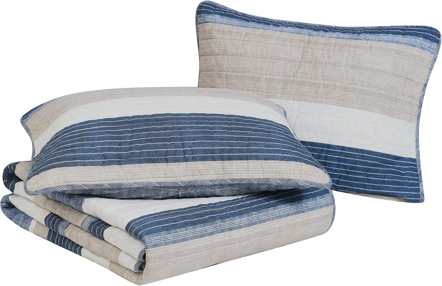 Nautica | Ridgeport Collection | Quilt Set - 100% Cotton, Reversible, All Season Bedding, Includes Matching Shams, Queen, Blue : Home & Kitchen