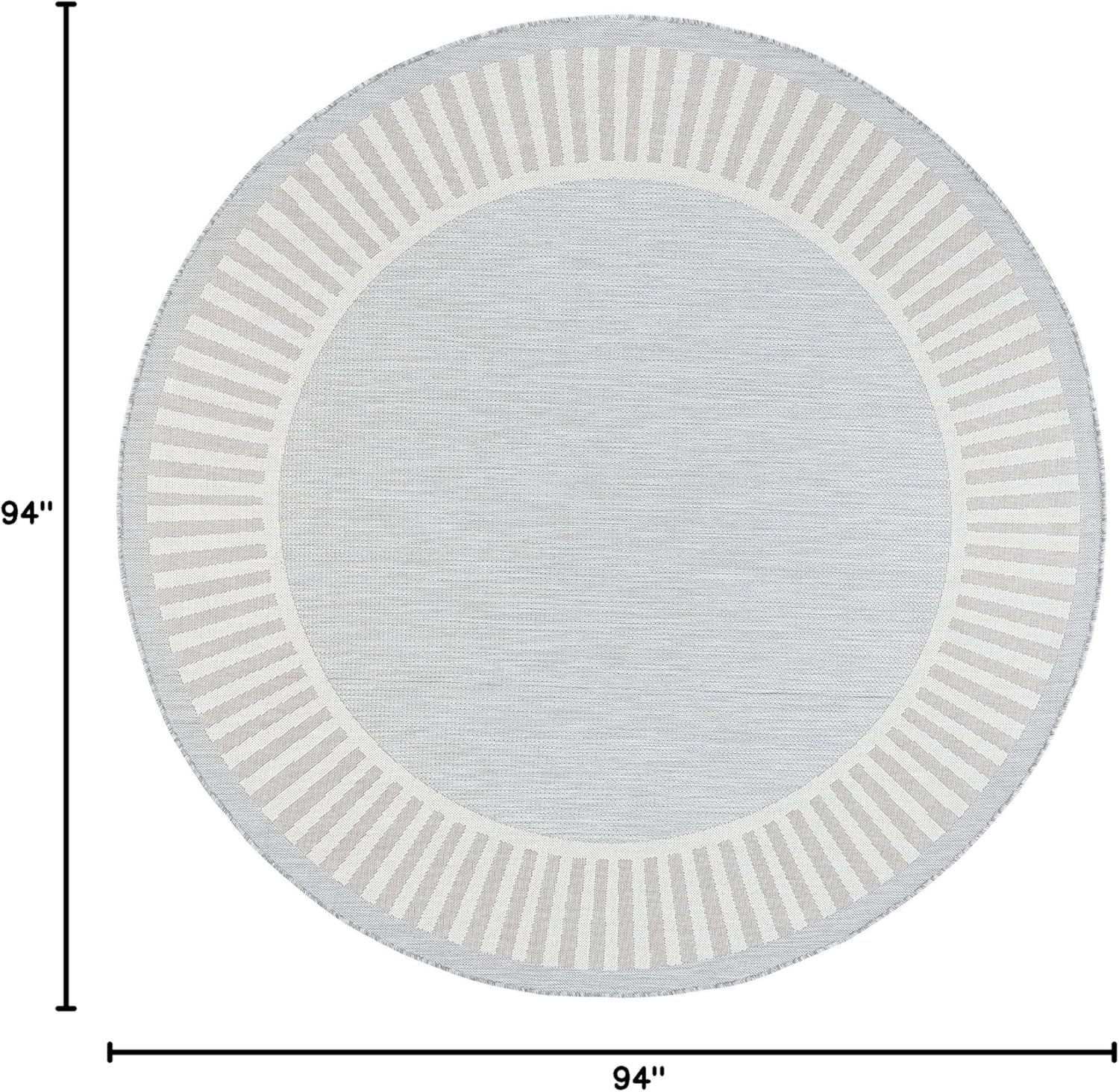 Water & Fade Resistant 8ft Round Indoor Outdoor Rug for Patio, Deck, Porch, Entryway | Outside Area Rugs for Patios | 7'10'' Round Gray
