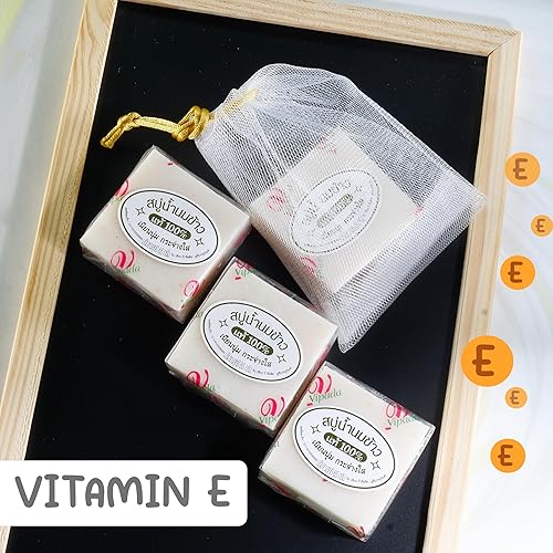 Miniatura 5 de YARIN Jabones de leche de arroz, jabón para aclarar la piel con colágeno, 2.29 oz.+bolsa de malla reutilizable, exfolia, hidrata y conserva