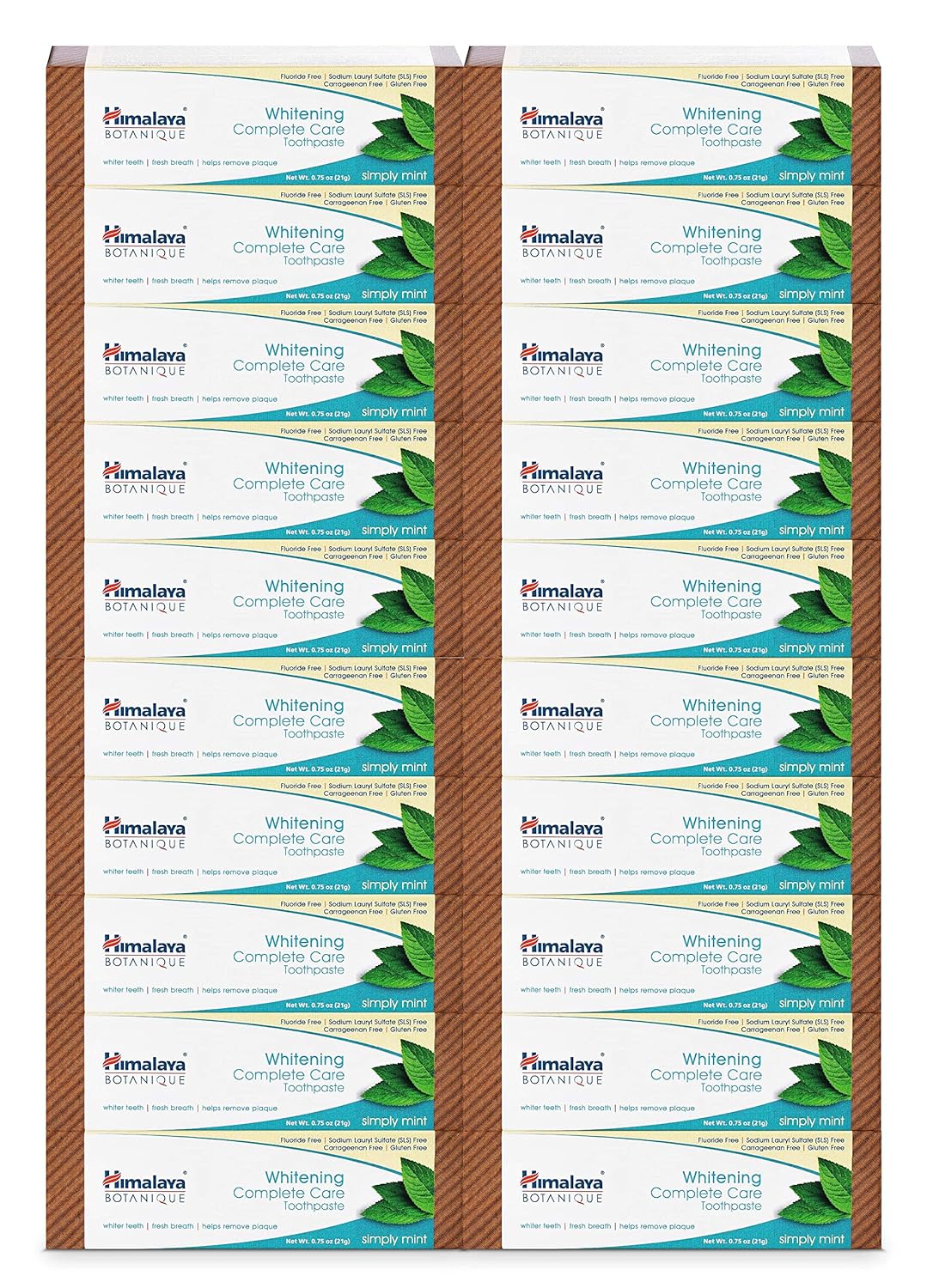 Himalaya Botanique Whitening Complete Care Toothpaste 20 Pack Travel Size Teeth Whitening Fights Plaque Fluoride Free No Artificial