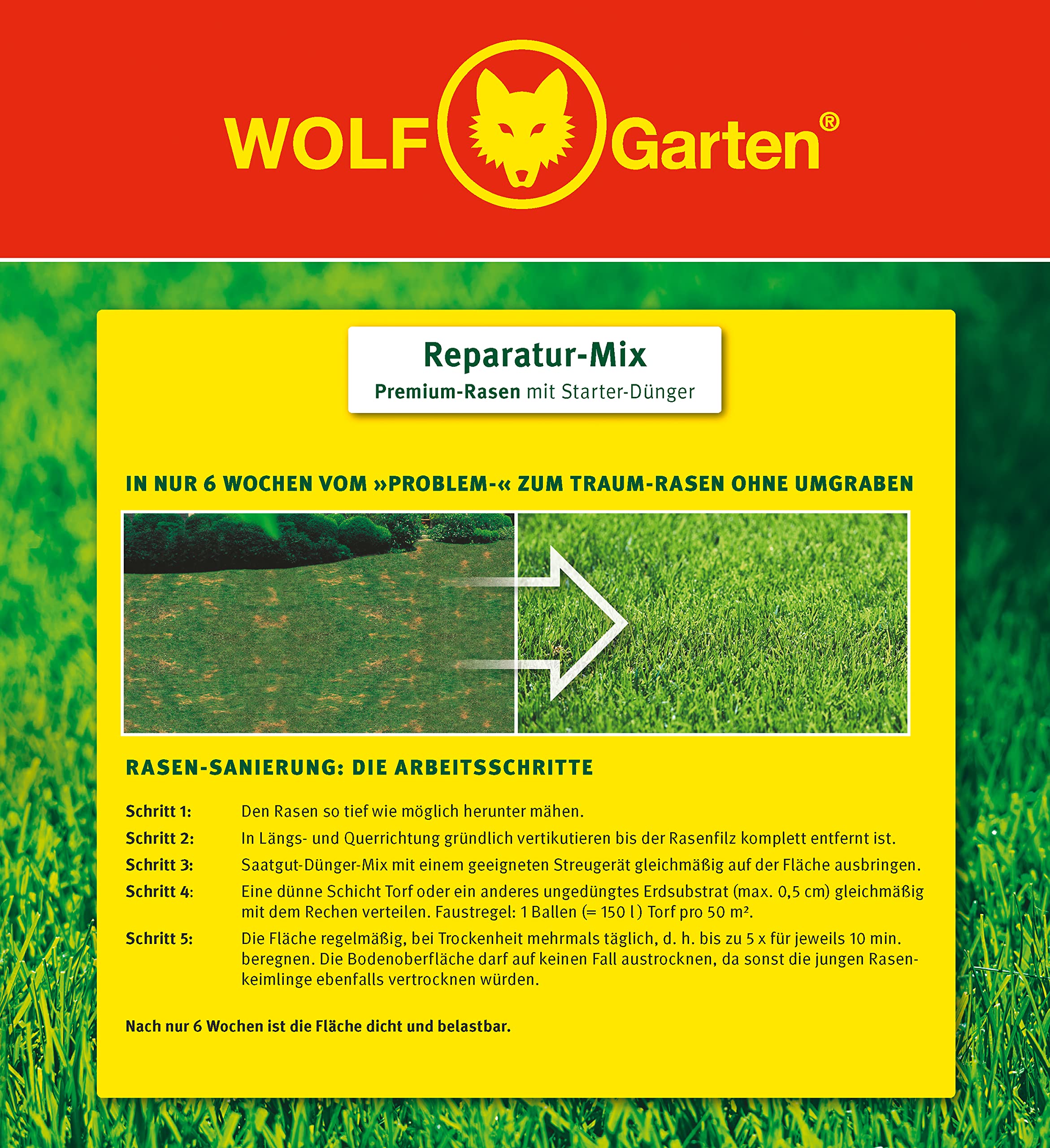 Premium-Rasen mit Starter-Dünger L 200 SM | für 20 0m²