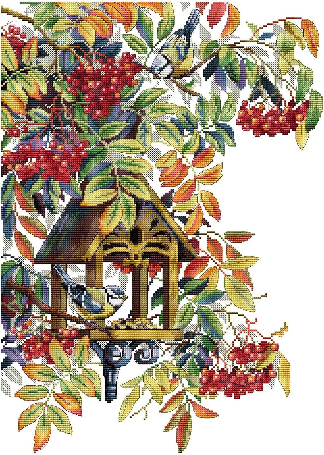 CROSSDECOR Stamped Cross Stitch Kits for Adults Printed Cross-Stitch Supplies 14CT 2 Strands Needlepoint Kits for Beginners DIY Embroidery Kit Festal Crafts-Marketplace 48×36 cm