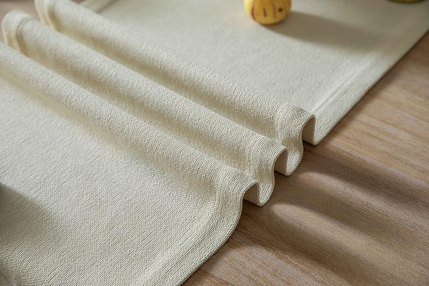 ZeeMart Burlap Style Farmhouse Table Runners 108 Inches Long, Cream Rustic Woven Dining Table Runner for Everyday Use, 14x108 Inches, Cream