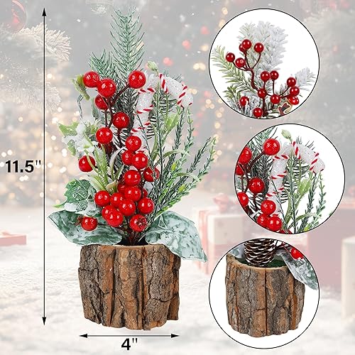 Miniatura 3 de winemana Paquete de 3 mini decoraciones de mesa de árboles de Navidad, centros de mesa de árbol de Navidad artificiales pequeños de 11.5 pulgadas