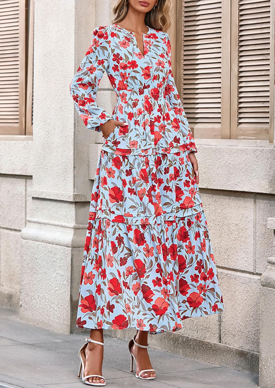 PRETTYGARDEN Womens 2026 Fall Fashion Clothing Boho Maxi Dresses Floral Long Sleeve Flowy Elegant Wedding Guest Holiday Dress - Image 8