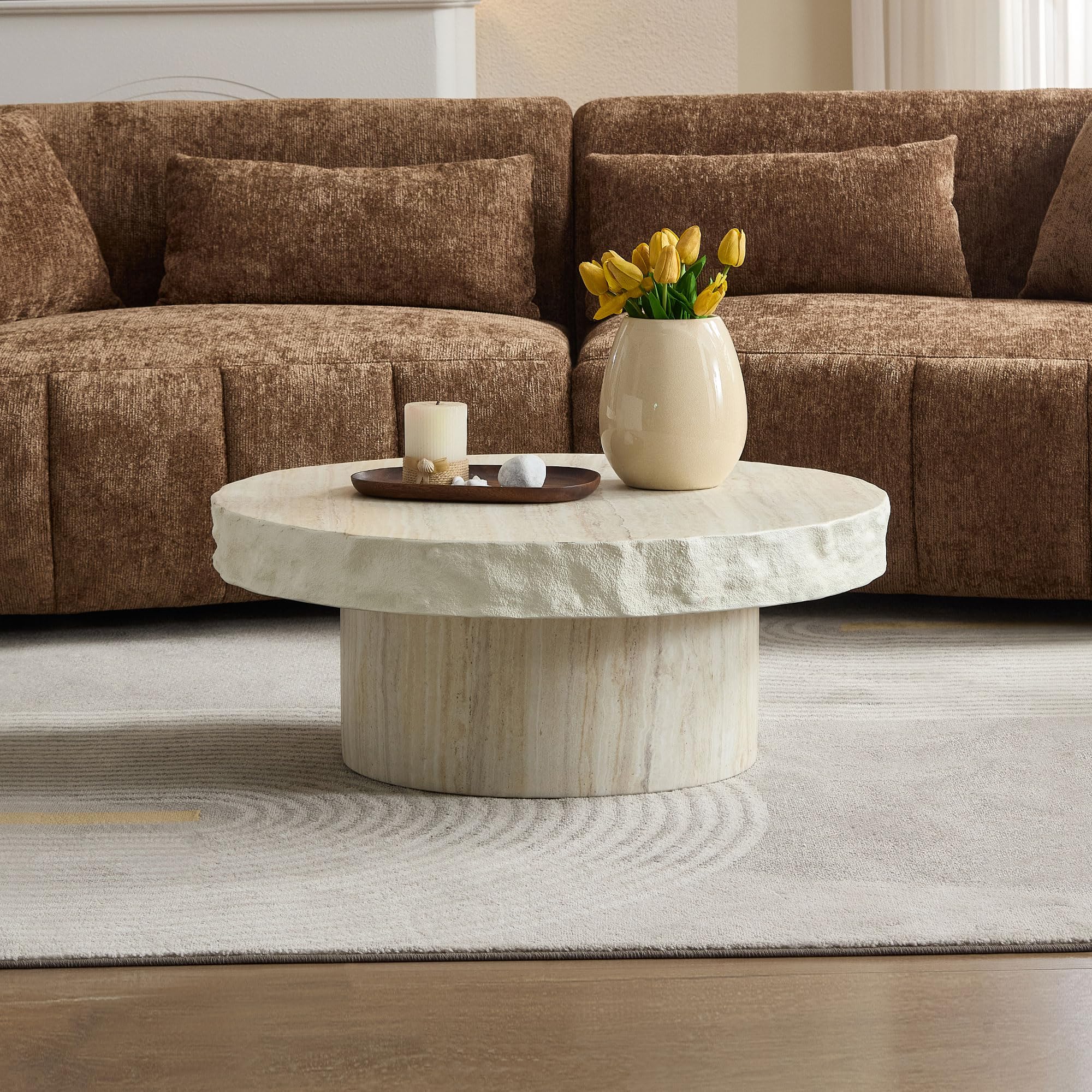 Photo 1 of KEIKI 32" Round Fiberglass Coffee Table - Beige