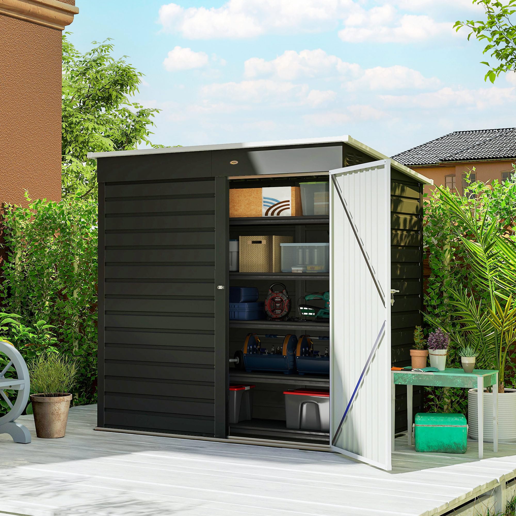 Amazon.com : Outsunny 6' x 4' Outdoor Storage Shed, Easy to