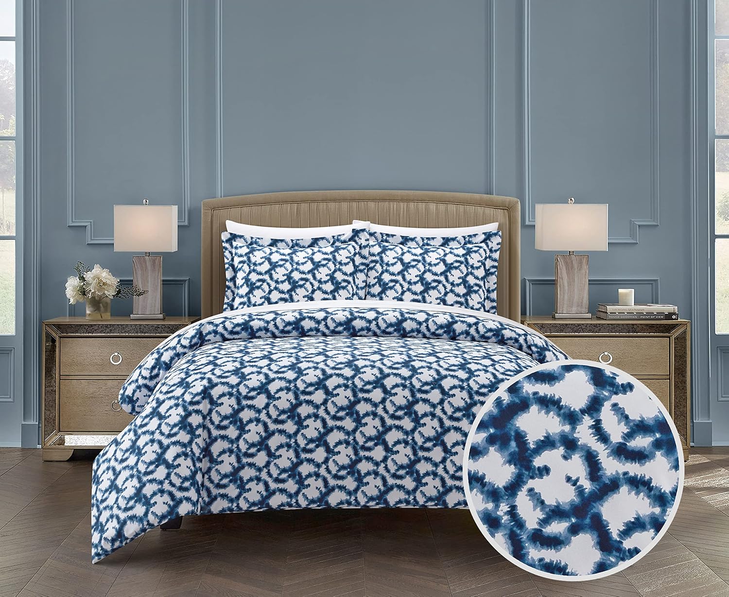 Chic Home Chrisley 2 Piece Duvet Cover Set Contemporary Watercolor Overlapping Rings Pattern Print Design Bedding - Pillow Sham Included, Twin, Aqua