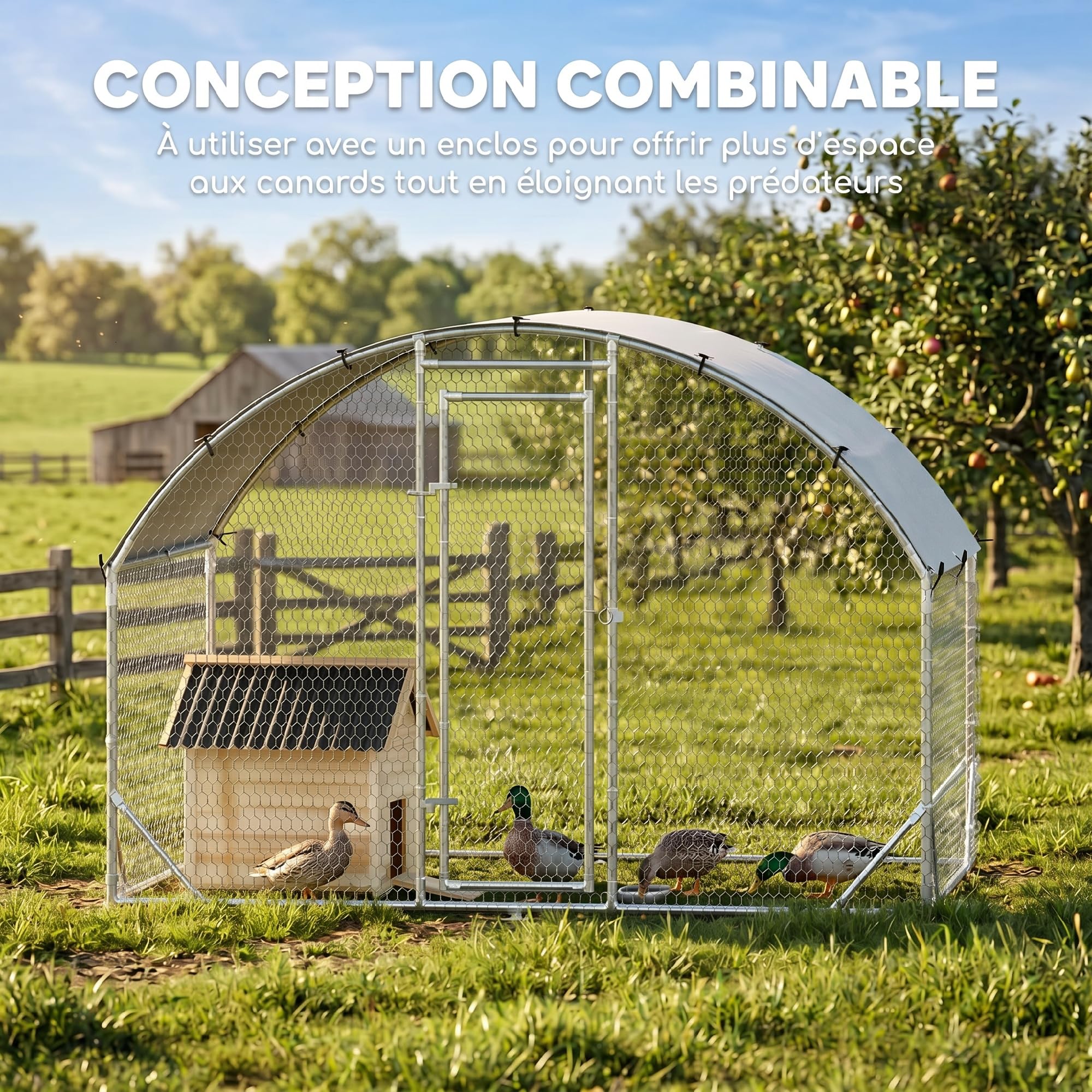 PawHut - Caseta para patos de madera, techo impermeable, 78 x 90 x 92 cm, madera natural | Para Patos y Gansos, Ventilación, Base Desmontable, Puerta Lateral, Gallinero