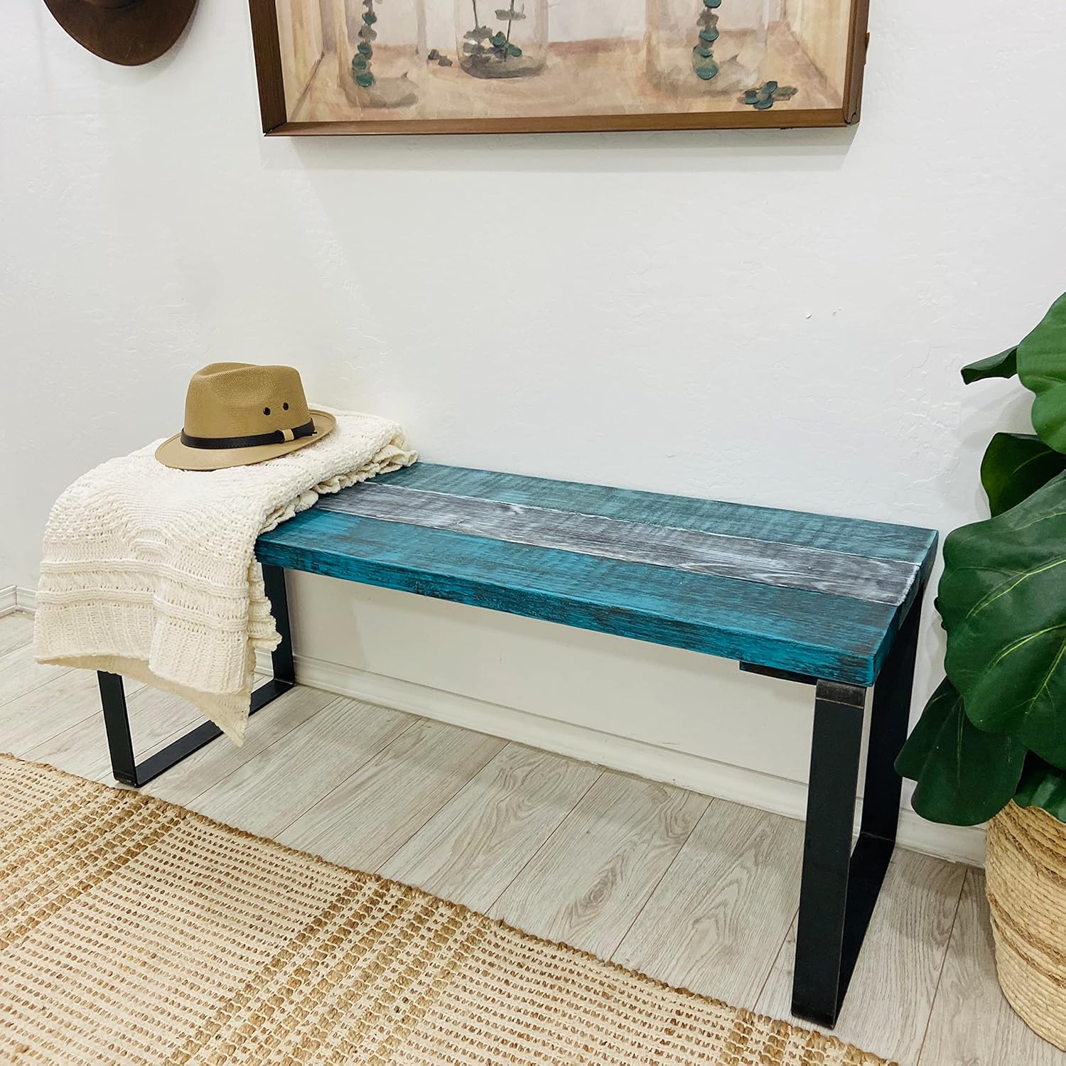 Barn Walls End of Bed Bench with Metal Legs, Accent Bench