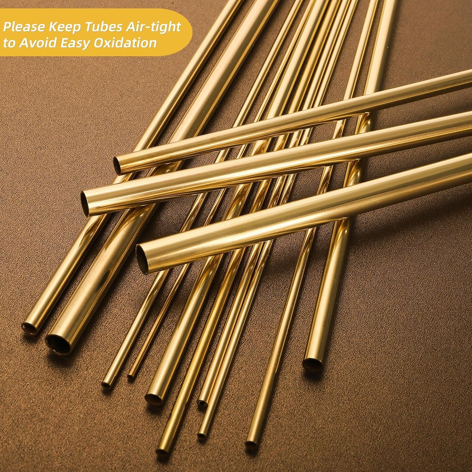 Eorbow 18 Pack 9 Sizes Brass Round Tube Set, Seamless Straight Brass Pipes, High Strength Metal Tubing for Model Hobby, 2mm 2.5mm 3mm 3.5mm 4mm 5mm 6mm 8mm 9mm OD x 0.5mm Wall Thickness 300mm Length