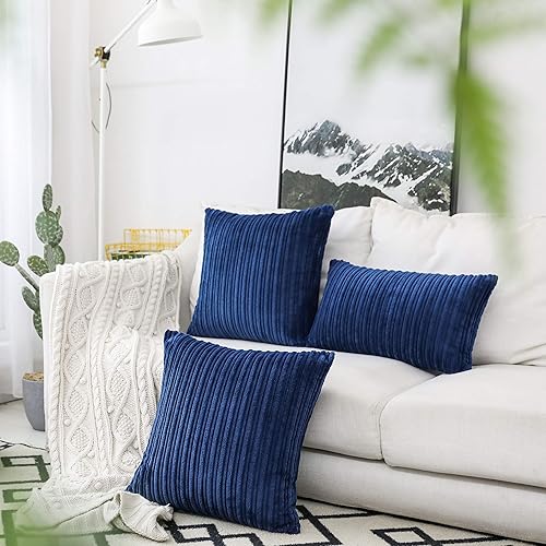 Miniatura 642 de UGASA - Juego de 2 fundas de almohada de terciopelo a rayas, funda decorativa para cojín con cremallera oculta para el hogar, sofá, dormitorio,