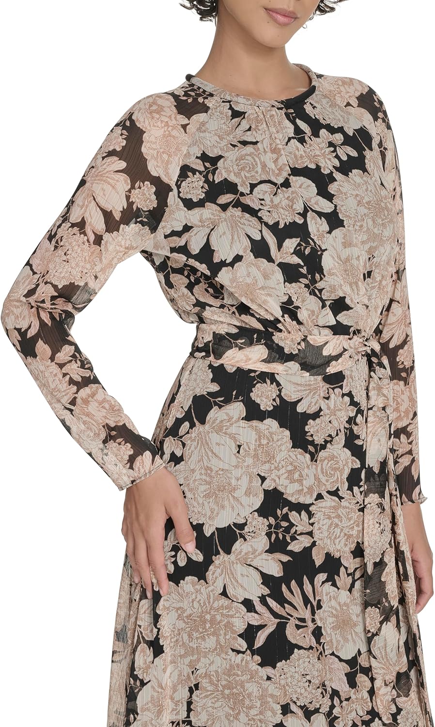 Tommy Hilfiger Womens Long Sleeves Tie Waist Maxi Dress - Image 2