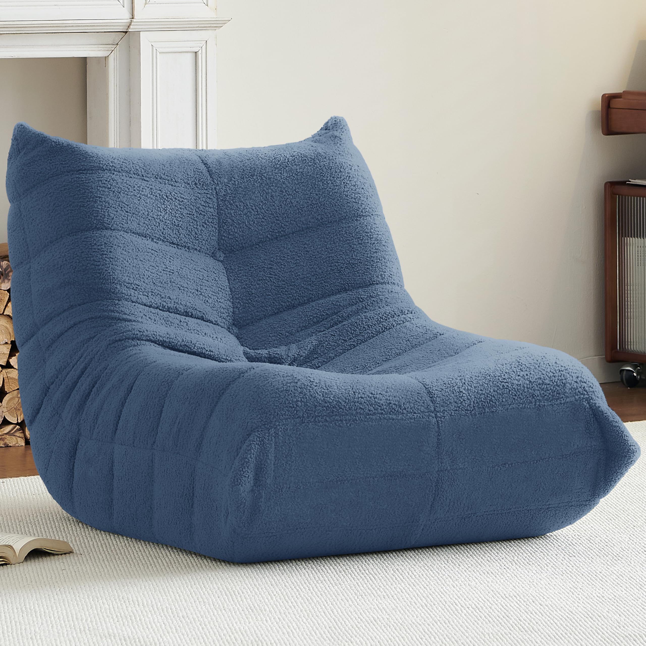 Gazecaia Teddy Suede Memory Foam Bean Bag Blue