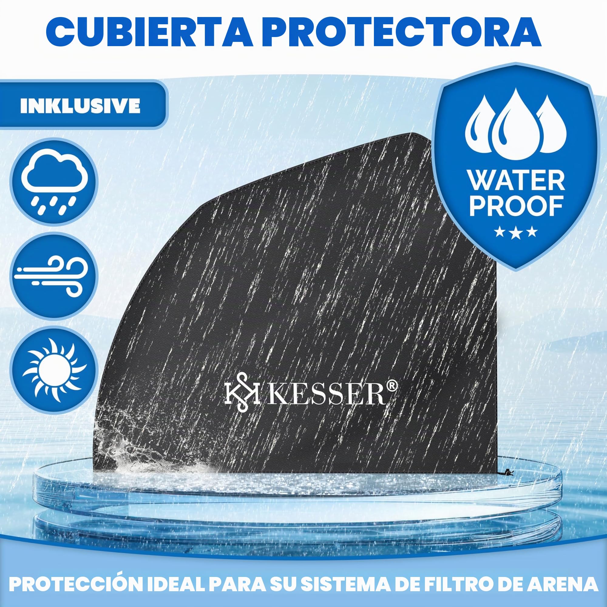 KESSER® Filtro de Arena, Sistema de filtrado de Arena + Bolas de filtrado de 700 g Que sustituyen a Las de 25 kg de Arena de filtrado para Piscinas, Sistema de filtrado de 10 mġ/h para Piscinas,Gris