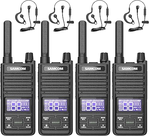 Miniatura 9 de SAMCOM Radio T2 GMRS de 2 W de largo alcance Walkie Talkie NOAA recargable para el clima, radio bidireccional resistente, radios de llamadas