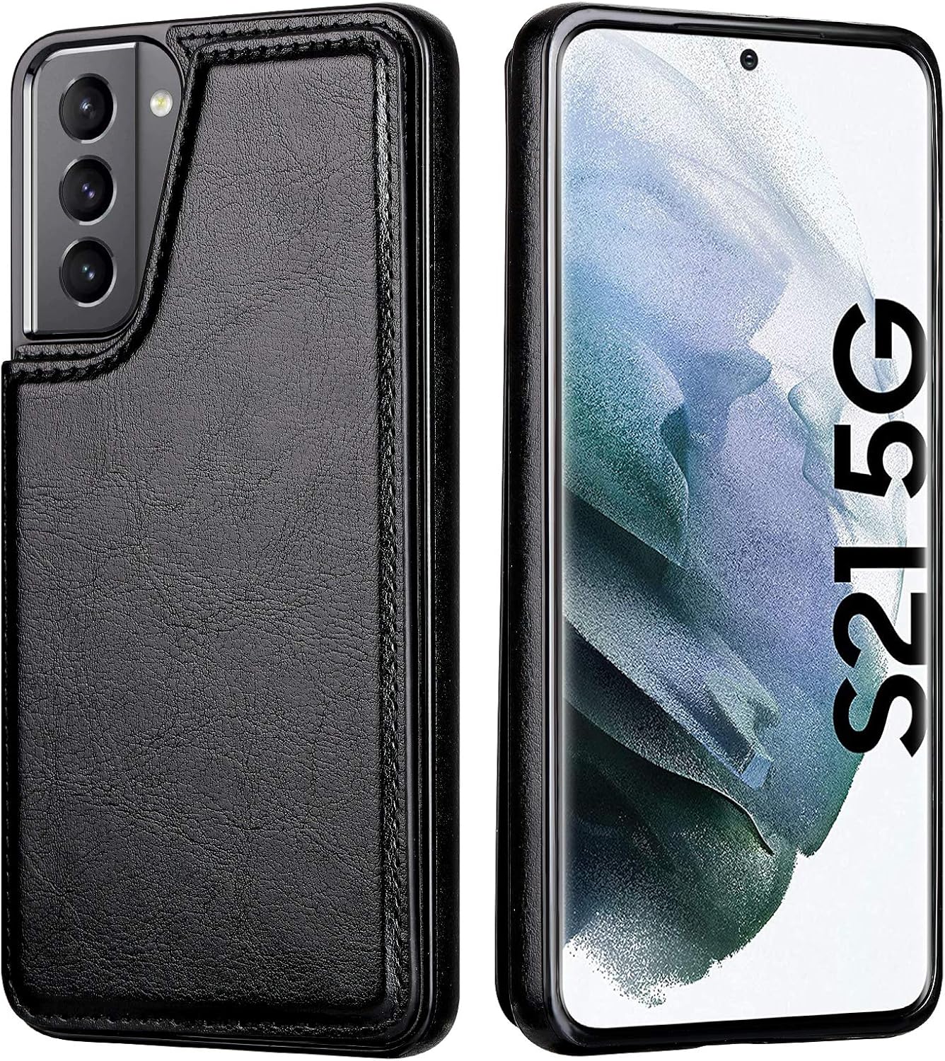 HianDier Compatible with Galaxy S21 5G Wallet Case Slim Protective Case Credit Card Holder Flip Folio Soft PU Leather Magnetic Closure Cover Compatible with Samsung Galaxy S21 6.2 Inch, Black