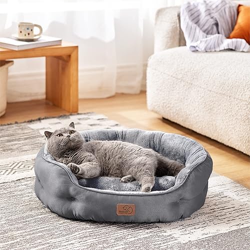 Miniatura 120 de Bedsure Camas lavables para perros, camas redondas con parte inferior antideslizante para gatos de interior, cachorros y gatitos, 20 pulgadas, gris