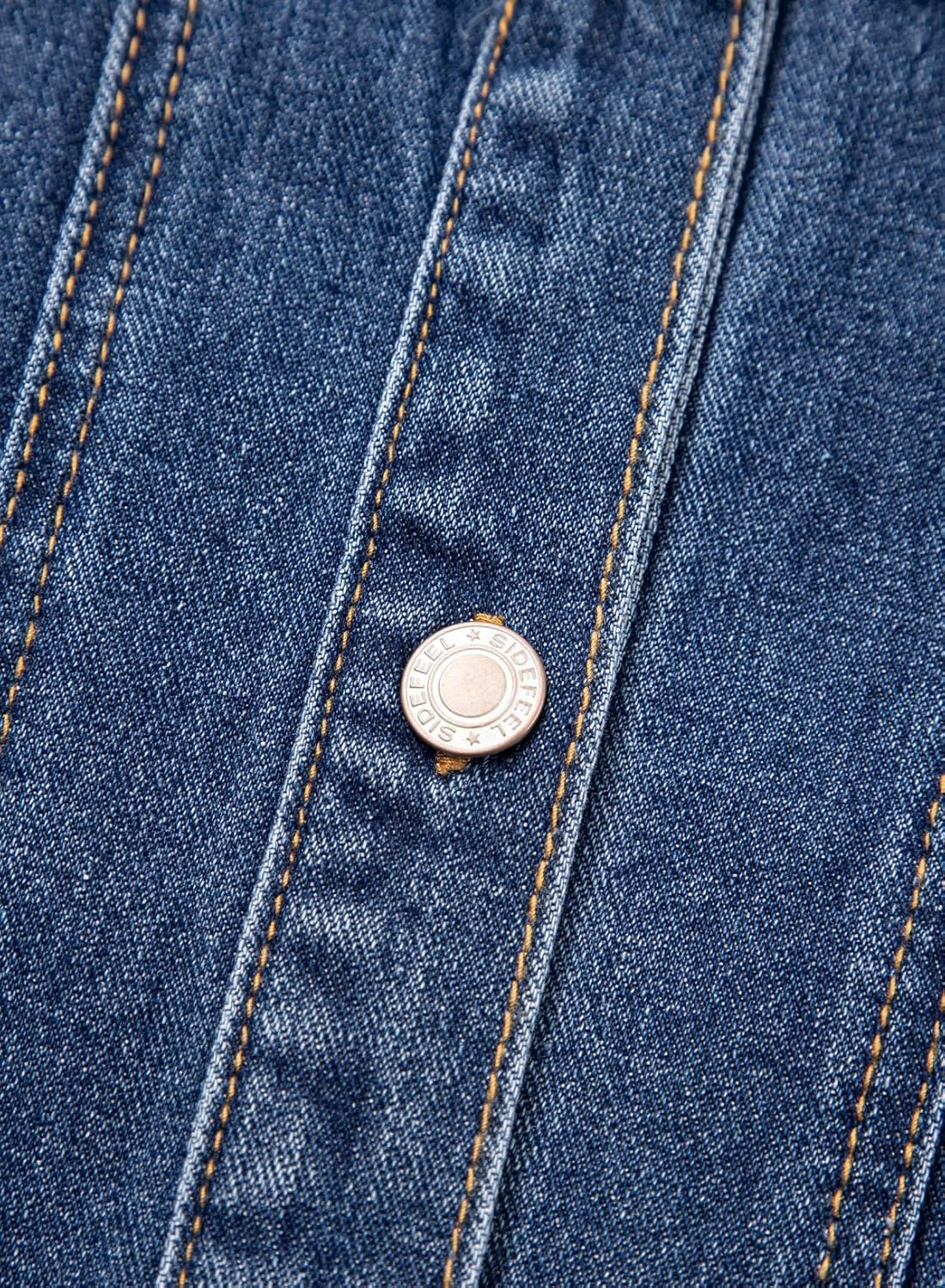 Sidefeel Women's Jean Jacket Long Sleeve Button Down Ruffled Denim Jacket Shacket - Image 6