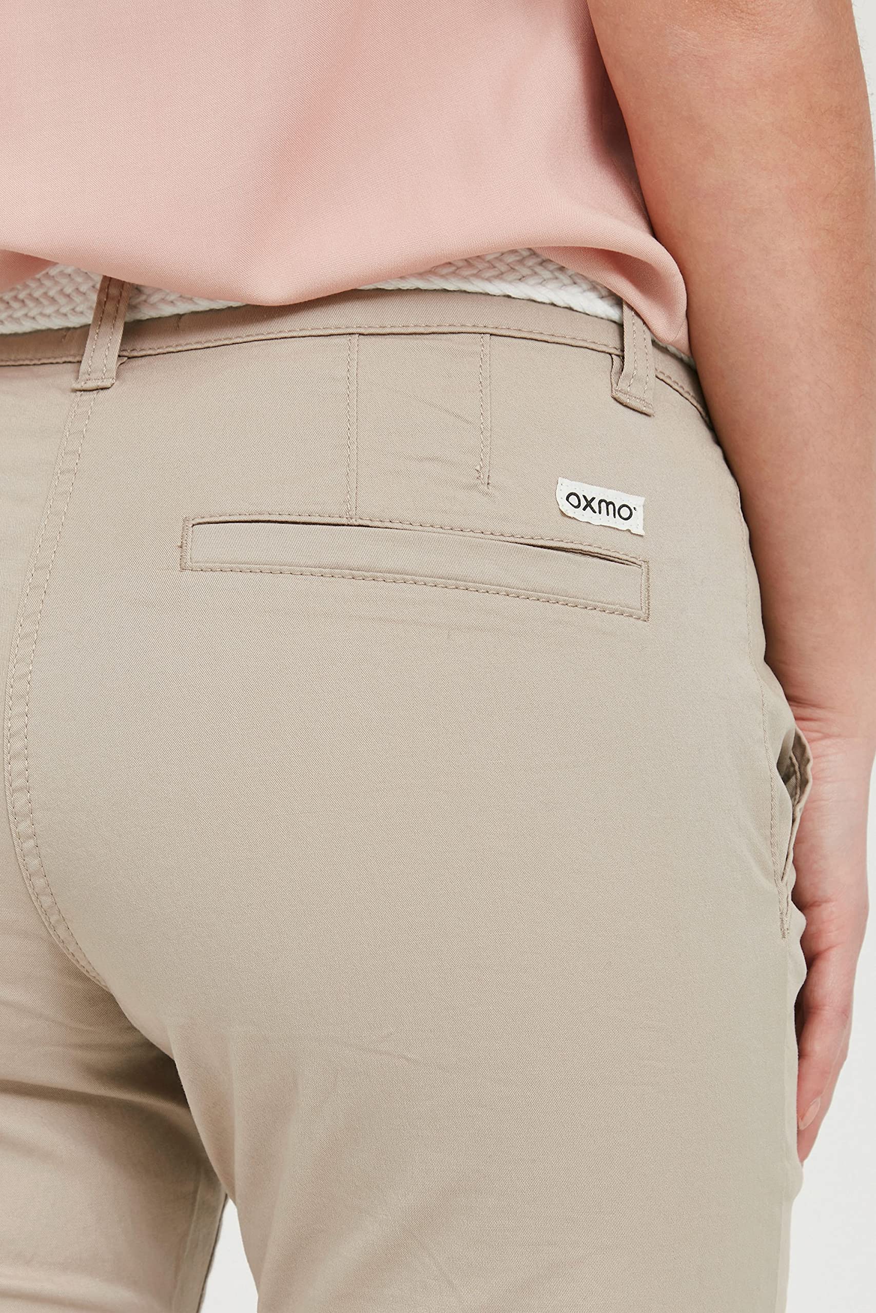 OXMO OXChakira Damen Chino Hose Stoffhose mit Gürtel Stretch Eingrifftaschen Baumwollmischung Regular fit