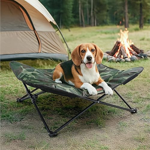 Tough Outdoors Silla plegable para perros  Cama elevada portátil para perros  Cuna amplia y duradera para perros  Cunas plegables para viajes y