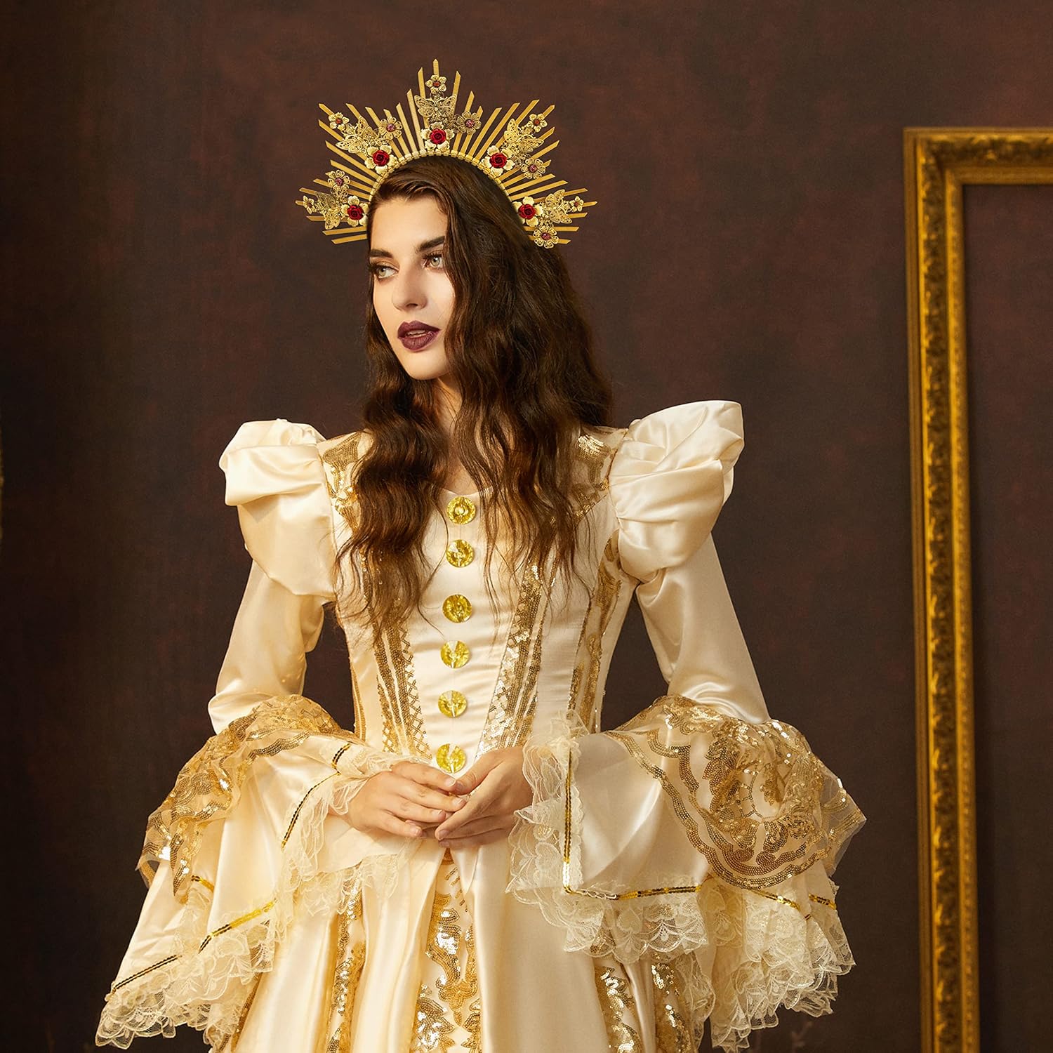 Fantherin Mary Halo Crown Headpiece Spiked Goddess Halo Crown Sunburst Greek Headpiece for Cosplay Halloween Costume Party - Image 3