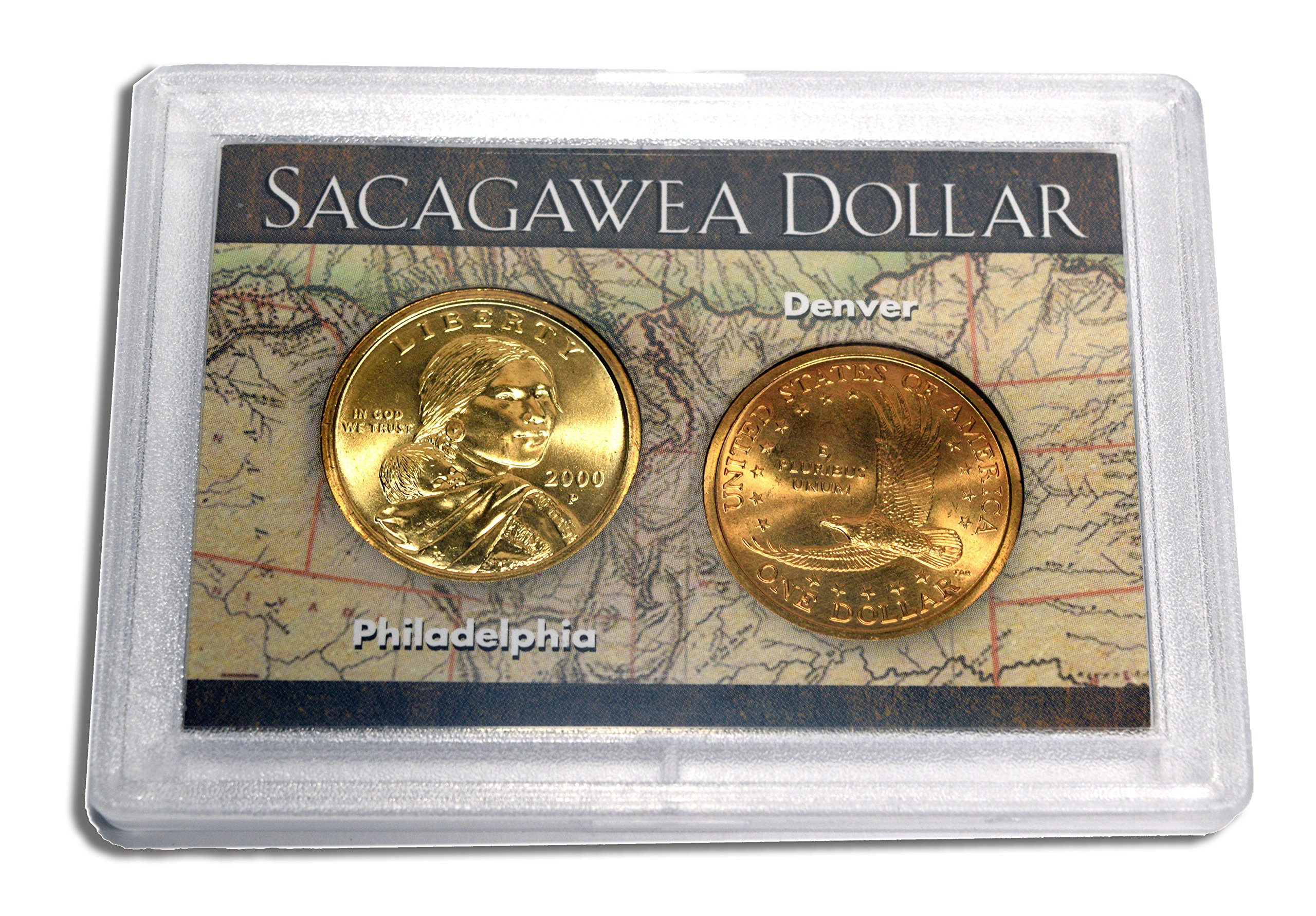 2000 P & D Sacagawea Golden Dollar Map Case $1 Mint State at