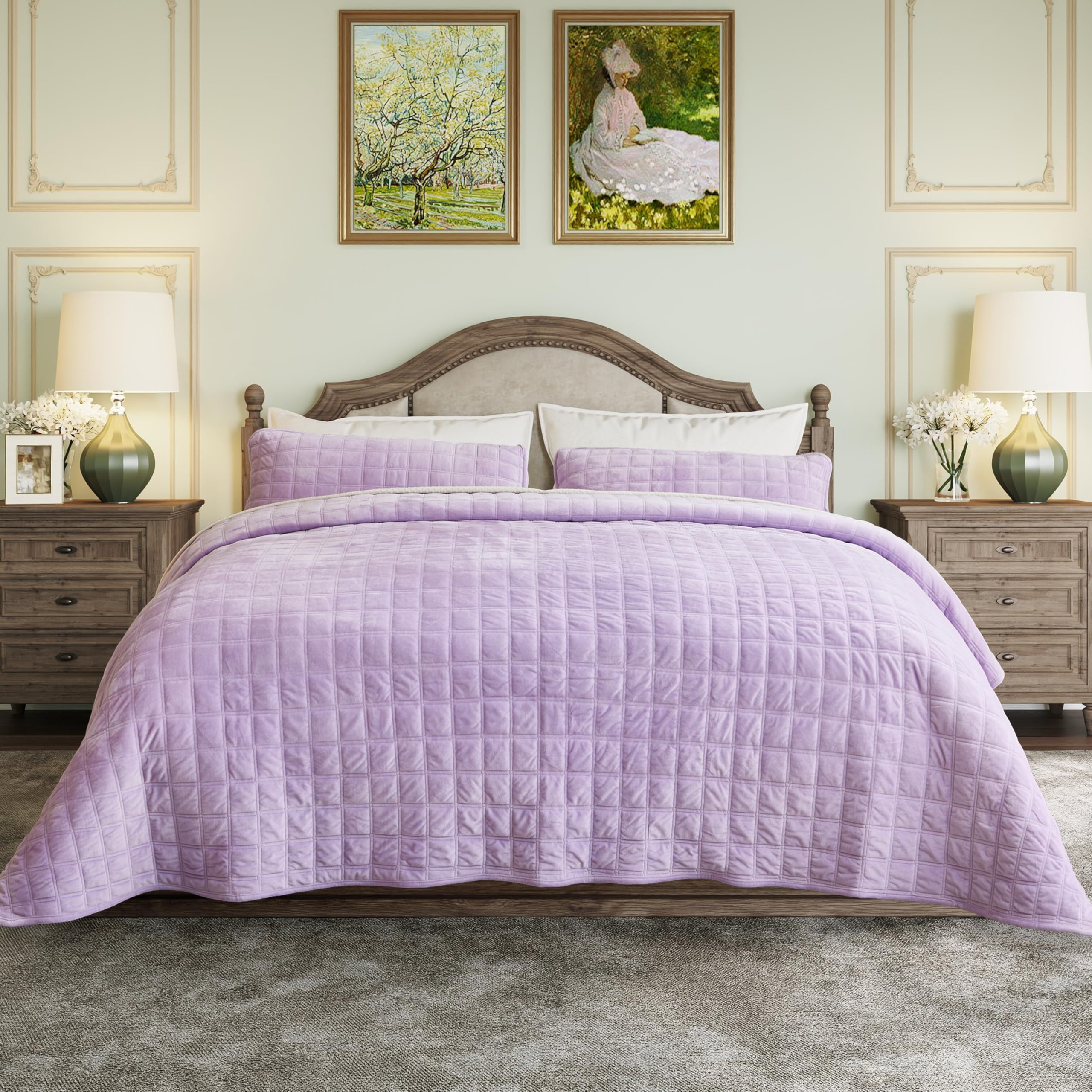 Fleeco Double-Sided Velvet Quilt King Size Lavender