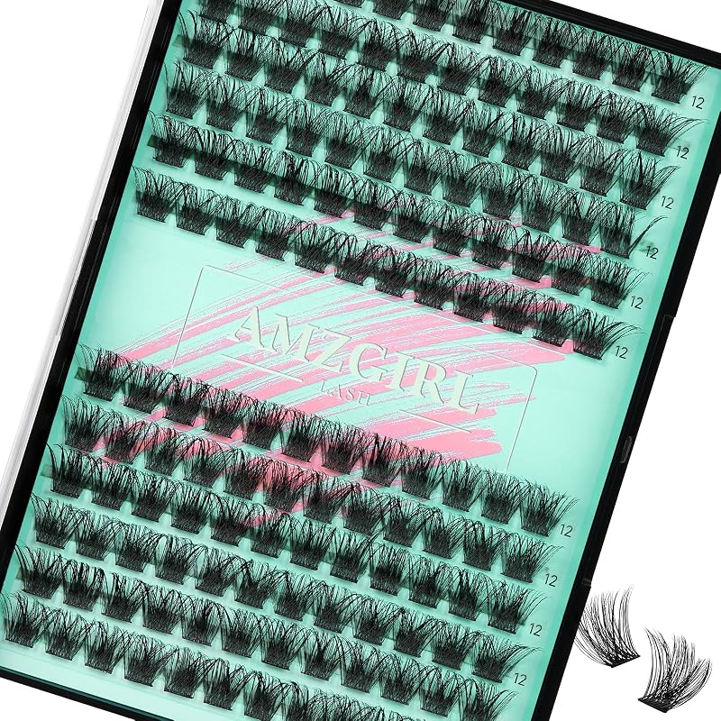 AMZGIRL LASH Cílios em Tufo Wispy D Curl, 12 mm, 144 unidades