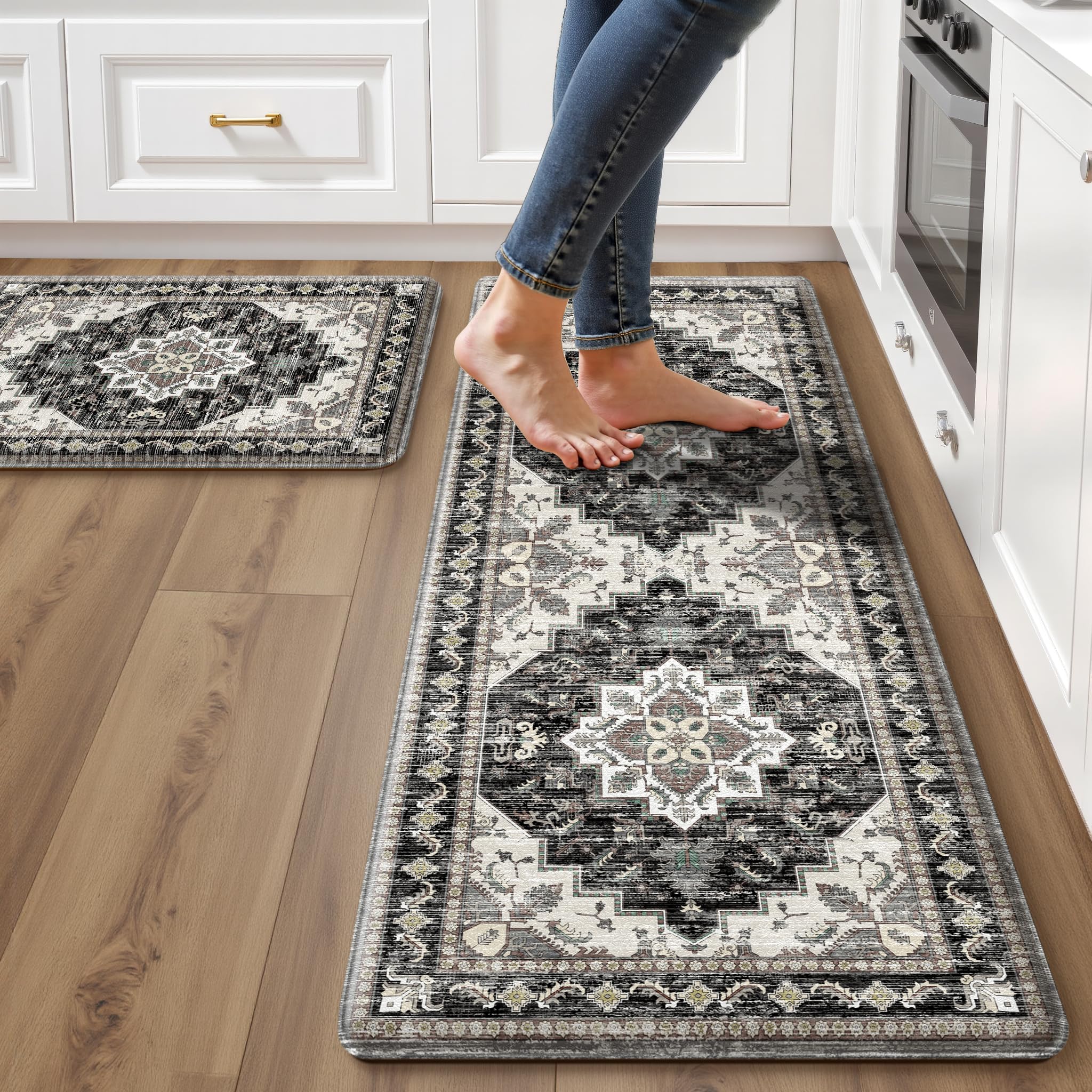 Boho Kitchen Mats - Beige Tan, Anti-Fatigue Rugs -17 Boho Kitchen Mats - Beige Tan, Anti-Fatigue Rugs -17