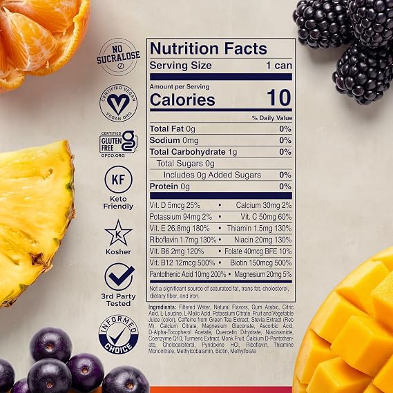 FITAID Energy Zero Sugar Variety Pack 200mg, 12 fl oz (24-Pack)