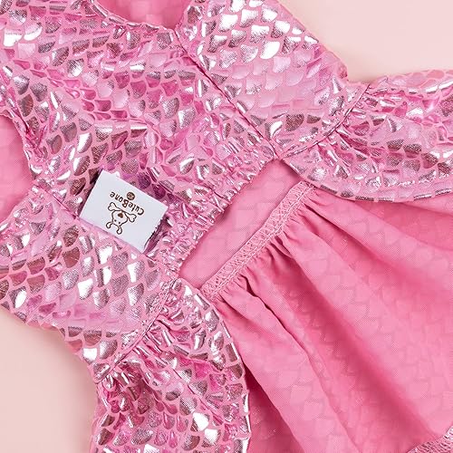 Miniatura 7 de CuteBone - Vestidos brillantes de sirena de verano para cachorros, para perros medianos y niñas, falda de lentejuelas DD11M