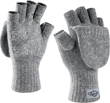 Palmyth Magnetic Convertible Mittens Fingerless Mitt Wool Fishing Gloves Warm for Cold Weather and Winter Men Women
