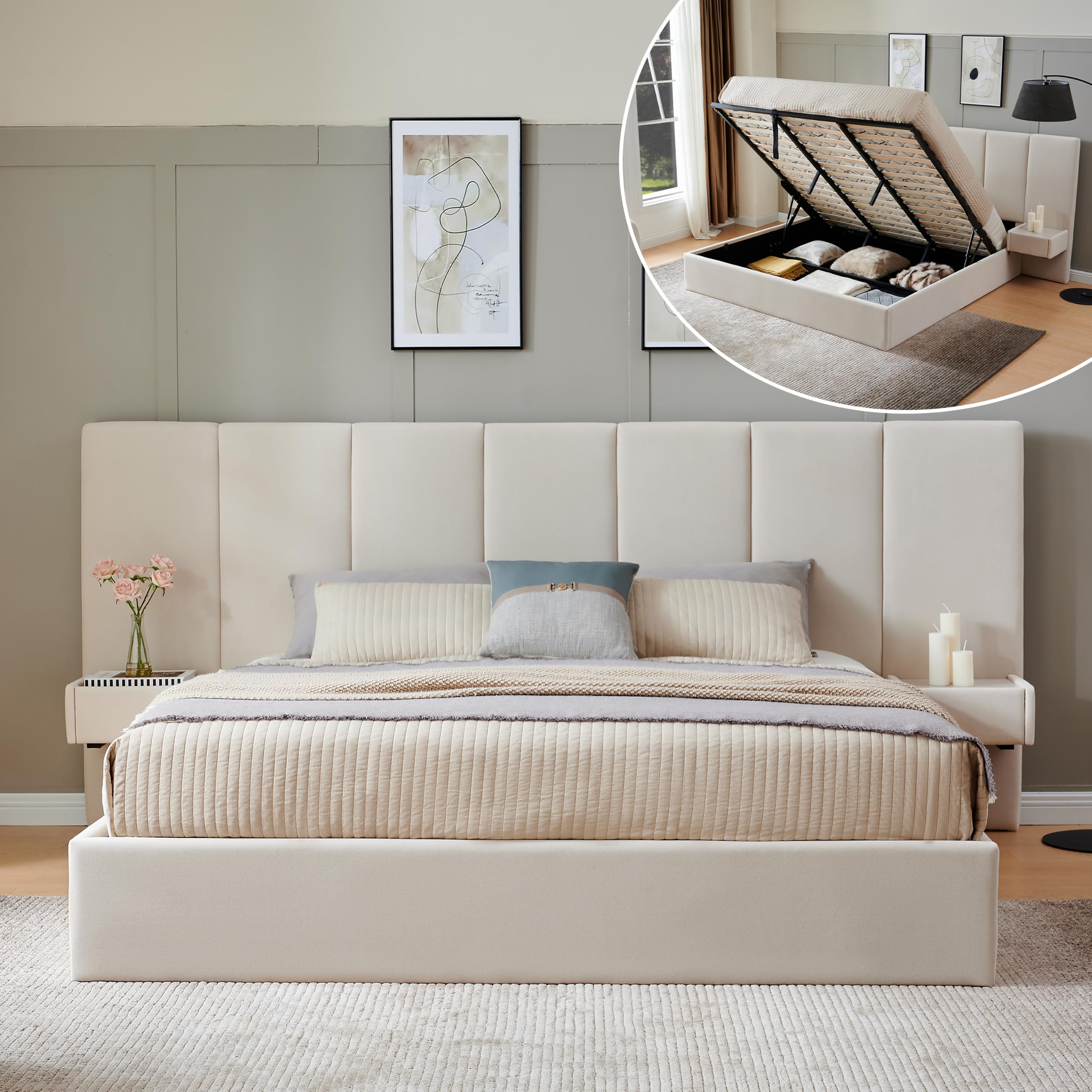 Zanmintaobo King Size Lift Up Storage Bed Frame
