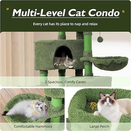 Miniatura 4 de Mile High Life  Condominio de árbol para gatos de varios niveles de 58 pulgadas para gatos grandes  Hamaca y árbol rascador cubierto de sisal para