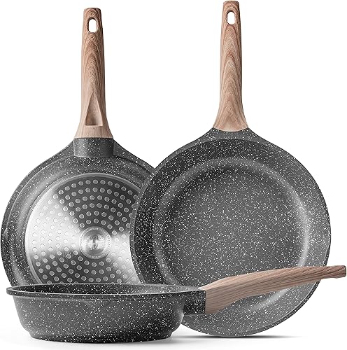 Caannasweis Sartén antiadherente de granito, sartenes antiadherentes para tortillas, sartén para huevos de tortilla, sartén de chef de piedra,