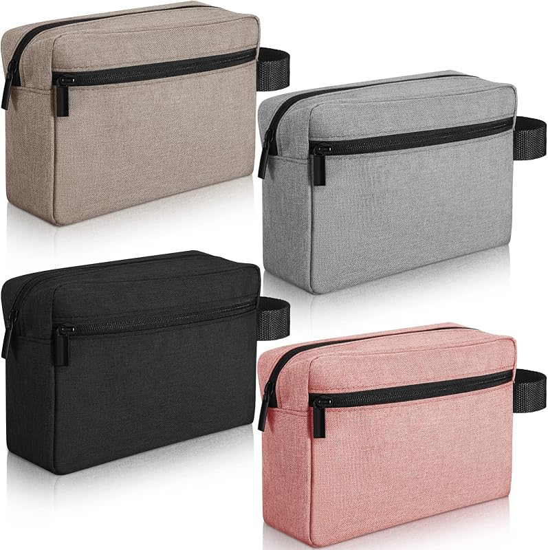 Reginary 4 necessaires retangulares com bolsos, tecido Oxford, resistentes à água, cores retrô